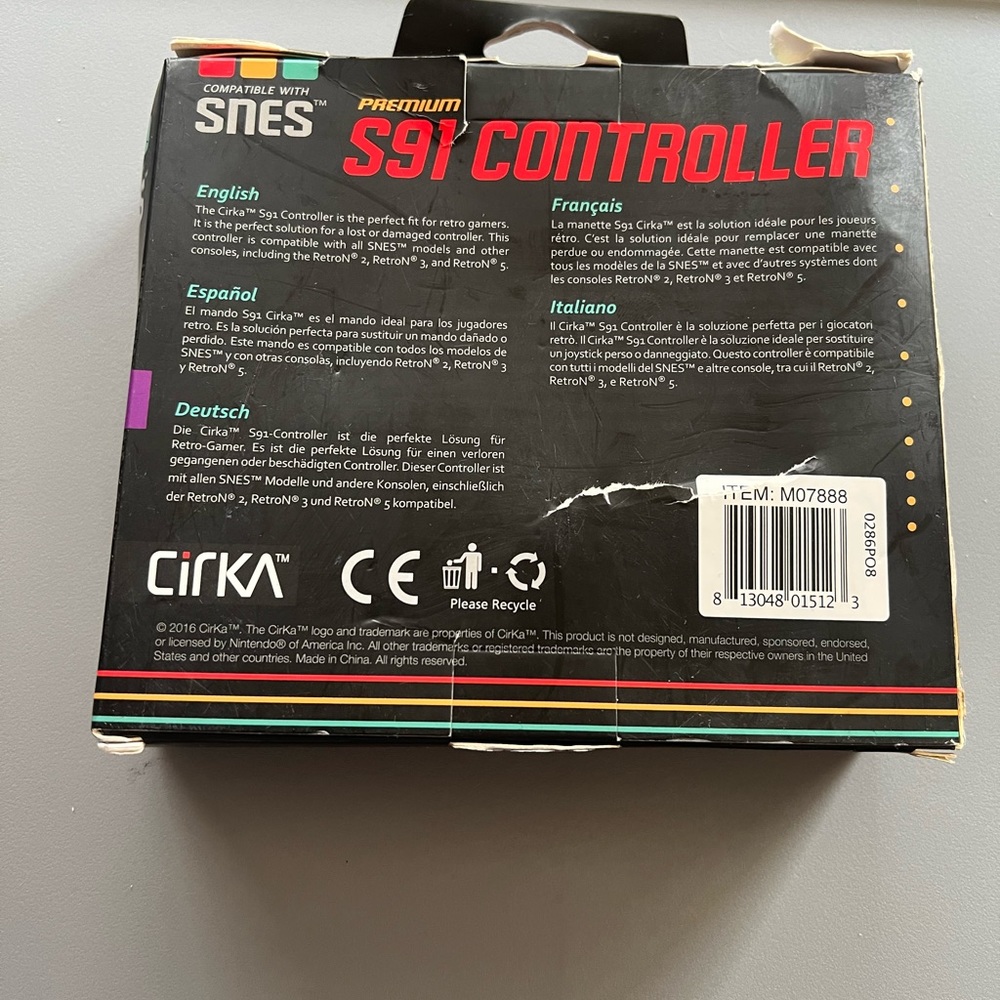 CirKa S91 Premium Controller Classic Retro for Super Nintendo SNES NEW IN BOX
